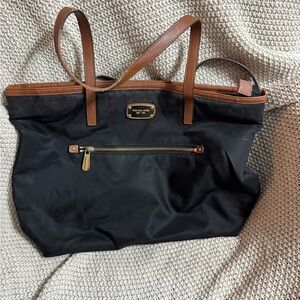 Michael Kors Large Black Nylon Leather 'Kempton' Tote Shoulder Bag Handbag Purse